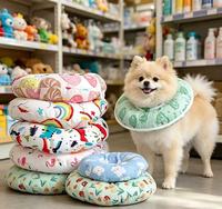 Soft Polyester Padded Elizabethan Collar for Cats & Dogs-Cartoon Design Protective Avoid Licking Wounds