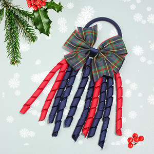 Natale Plaid corda per capelli Cheerleading Streamer con nastro in rotolo per ragazze accessori per capelli per feste - Product Image 4