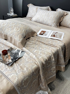 Hiện đại sang trọng phong cách Châu Âu cao cấp Vua Kích thước <span class=keywords><strong>Comforter</strong></span> Bộ bốn mảnh đặt tấm Ga Trải Giường Quilt bộ đồ giường đám cưới - Product Image 6