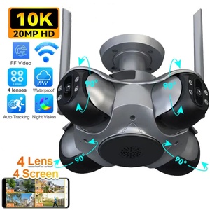 Caméras de surveillance CMOS à quatre objectifs 20MP grand angle, Wi-Fi extérieur, vision nocturne 360 degrés, suivi automatique PTZ, détection humaine - Product Image 1