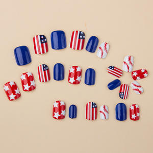 Drapeau patriotique de 24 pièces ongles artificiels clous de presse faits à la main couverture complète cercueil faux conseils pour les décorations de fête - Product Image 6
