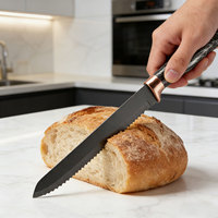 Nouvel ensemble de couteaux de cuisine professionnels jetables 7 pièces en acier inoxydable avec support, manches ambidextres, lames revêtues, marque Chef Star