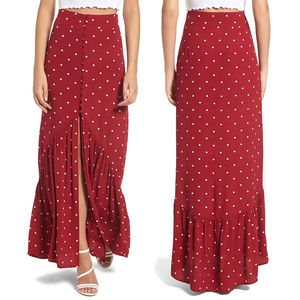 Faldas casuales para mujer con botones frontales y volantes de lunares, elegante falda plisada ajustada, falda francesa de cintura alta con estampado floral, a la moda y sexy. - Product Image 2