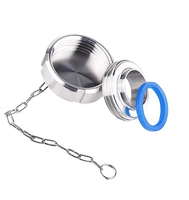 KQ Sanitaire, acier inoxydable de qualité alimentaire, ISO 3A SMS DIN Inox Ss 304 316, bouchon aveugle, couvercle, union à marteau avec chaîne