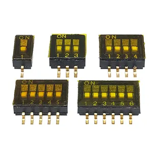SMD DIP Switch 2.54MM 1P/2P/3P/4P/5P/6P/8P Gold Plated Feet Black SMD Switch2.54mm DIP Switch Slide Type