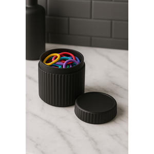 Minimalist <b>Bathroom</b> Organizer Set 3 Piece Plastic Circular <b>Countertop</b> <b>Storage</b> For Hair Clips Cotton Swabs Makeup - Product Image 2