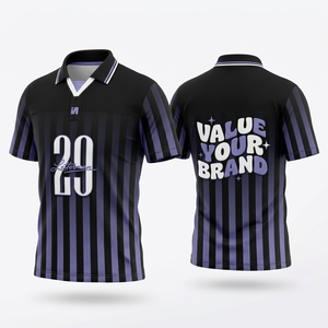 เสื้อฟุตบอลแฟชั่นสไตล์อเมริกันย้อนยุคคุณภาพสูงสำหรับผู้ชาย พิมพ์ลายแบบซับลิเมชั่นตามสั่ง โลโก้และลวดลายตามสั่ง เสื้อกีฬาระบายอากาศได้ดี - Product Image 1