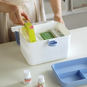 Caja de Medicamentos Portátil Rectangular de Plástico para la Familia con Tapa, Color Azul, Rosa y Gris, GM1017, Tipo Vertical - Product Image 4