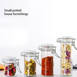 Pot en verre transparent avec couvercle à clip pour le stockage domestique de thé parfumé, bonbons, assaisonnements et cornichons dans la cuisine pour la conservation des aliments - Product Image 4