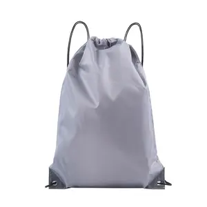 Artículo promocional universal portátil, bolsa con cordón gris, Mochila deportiva, nailon 210D, almacenamiento de logotipo personalizado, bolsa para zapatos, regalo publicitario