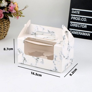 Sunshine <b>Strong</b> Plain White Paperboard Cake Sweet Bakery Packaging <b>Box</b> With Window and Handle 2 4 6 Hole Cake <b>Box</b> - Product Image 4