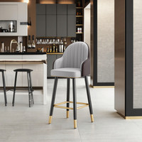 Chaise de bar moderne et simple avec dossier et tabouret haut pour table d'îlot, comptoir de caisse, espace commercial ou salon