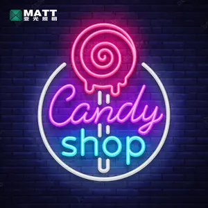 מאט מותאם אישית חנות שילוט מתוק סוכריות ניאון סימן Lollipop Led ניאון אור עבור חנות דקור פסטיבל קיר שינה בעיצוב