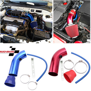 Auso-Racing Air Intake Kit Aluminum Pipe Red Blue High Flow Filter For Car Upgrade - Product Image 1