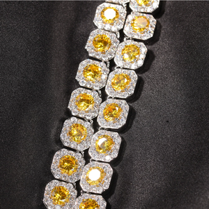 สร้อยคอโซ่เทนนิสมอยส์ซอไนต์สีเหลืองมีสไตล์พร้อมคริสตัลประกายสีเงินสำหรับงานปาร์ตี้แฟชั่นประจำวัน - Product Image 3