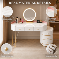 Table de maquillage moderne avec miroir LED, 6 tiroirs, meuble de rangement pour chambre à coucher, mobilier pour la maison et l'hôtel