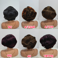 Promotion Letsfly 26$ Dart Root Vente en gros 200 grammes Pixie Straight 13x4 Lace Frontal Wigs Short Pixie Cut Wigs Perruques en cheveux humains