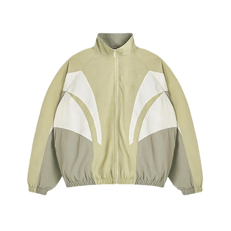 Giacca giacca a vento con stampa Logo personalizzata giacca da corsa colorblock giacca da uomo di alta qualità con zip giacca in poliestere