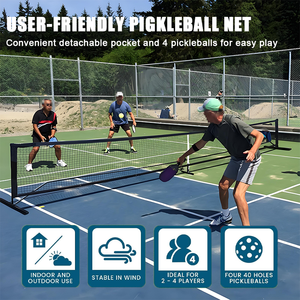 Filet de pickleball portable en <span class=keywords><strong>maille</strong></span> pour l'extérieur, pliable, écologique, avec 4 raquettes pour l'entraînement des enfants - Product Image 2