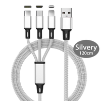 Kabel Charger Cepat 3 in 1 untuk Ponsel Tipe-C Android dengan Konduktor Nilon & Logam untuk Transfer Data, Printer, dan Kamera