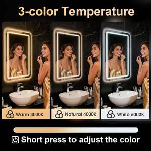 Smart Anti-Fog LED Luminous Glass Makeup <b>Mirror</b> with Touch Screen Modern <b>Square</b> Design for Bathroom Use - Product Image 4