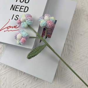 ดอกไม้พัฟถักด้วยมือดอกไม้ไหมพรมถักด้วยมือดอกไม้ประดิษฐ์ทำด้วยมือสำหรับตกแต่งบ้านและของขวัญวันวาเลนไทน์ - Product Image 6