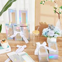 Boîte à gobelet en verre à sublimation holographique avec ruban, emballage cadeau pour gobelet de remise de diplôme 2026, boîte cadeau vierge pour mariage