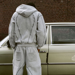 Conjunto Deportivo Personalizado de Fabricante, Sudadera con Cremallera y Pantalones de Chándal 100% Algodón, Unisex, de Alta Calidad, Estilo Holgado - Product Image 3