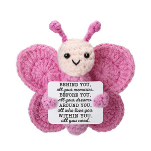 Nuevo estilo Acabado Hecho a mano Lana Crochet Energía positiva Pequeña mariposa Muñeca Dibujos animados Insecto positivo Decoración emocional. - Product Image 6