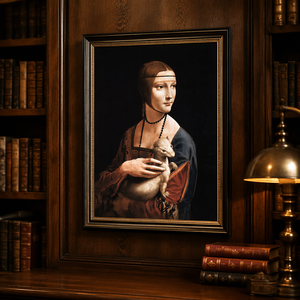 Pintura al Óleo Clásica Hecha a Mano <span class=keywords><strong>de</strong></span> una Dama con un Ermine, Arte <span class=keywords><strong>de</strong></span> Pared en Lienzo, Reproducción sin Marco - Product Image 4