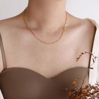 Collier empilable en acier inoxydable plaqué or 18 carats et argent, avec chaîne trombone à facettes simples, superposée, pour femme - Vente chaude