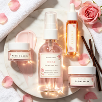 Perawatan Kulit Alami Mawar Hibiscus Label Pribadi Set Perawatan Wajah Melembapkan Mencerahkan Kit Perawatan Wajah Organik Set Perawatan Kecantikan Wajah Kit Kecantikan