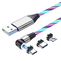 Harga grosir pabrik Logo kustom tipe-c Micro Android pengisian daya Cepat magnetik 3 dalam 1 lampu mengalir Multi warna kabel Data USB