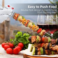 Brochettes SEB pour grillades, 17 pouces (lot de 6), à double pointe, accessoires de barbecue plats avec barre de poussée - Brochettes pour kabobs, pour le camping