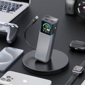 แบตสำรองพกพาแบบไร้สาย ชาร์จเร็ว ลิเธียมไอออน 145W 27000mAh สายชาร์จแบบยืดหดได้ ไฟฉายในตัว ช่องเสียบ Type C เหมาะสำหรับการเดินทางโดยเครื่องบิน - Product Image 5