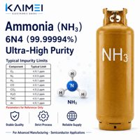 Ammoniac 6N4 à pureté de 99,99994 % pour semi-conducteurs 3D NAND, gaz NH3 pour l'empilage vertical, IC logique, ammoniac de qualité électronique