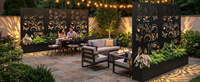 Jardinière en métal Oniya avec écran d'intimité, 40" x 11.8" x 71", treillis de jardin découpé au laser motif papillon pour patio extérieur et jardin