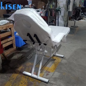 KISEN Hot Sale Massage Table Portable Massage <b>Bed</b> <b>Backrest</b> Adjustable Salon Spa <b>Bed</b> 2 Section Folding White - Product Image 4