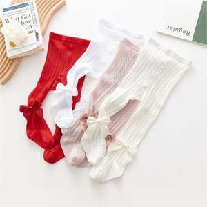 Venta al por mayor transpirable verano primavera algodón hueco arco 0-2 años pantalones ajustados niñas pantimedias niños - Product Image 6