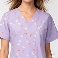Blusa Médica con Cuello en V para Mujer, Estampado Lindo de Luna y Estrellas, Uniforme de Enfermería, Ropa de Trabajo para Hospital