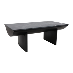Modern Rectangular Stone Top Coffee <b>Table</b> With Mango Wood Base For Living Room Furniture - Product Image 1