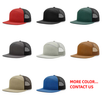 Custom logo petfles pet met vlakke klep, 7 panelen, verstelbaar, sport baseball cap voor heren, mesh Richardson 168 snapback pet