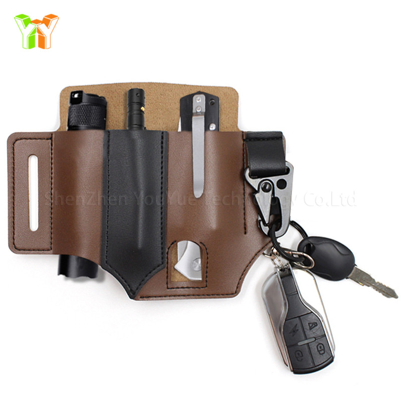 タクティカルレザーツールシース 2ポケット マルチツールホルダー EDC