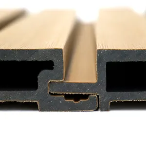 立面木纹天花板压花内部或外部塑料木材复合户外联锁墙布 wpc 板条