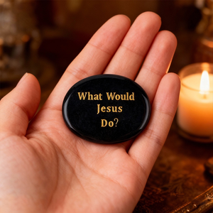 Pierre de méditation WWJD (What Would <span class=keywords><strong>Jesus</strong></span> Do) en cristal naturel poli, pierre de poche pour la méditation Reiki - Product Image 1