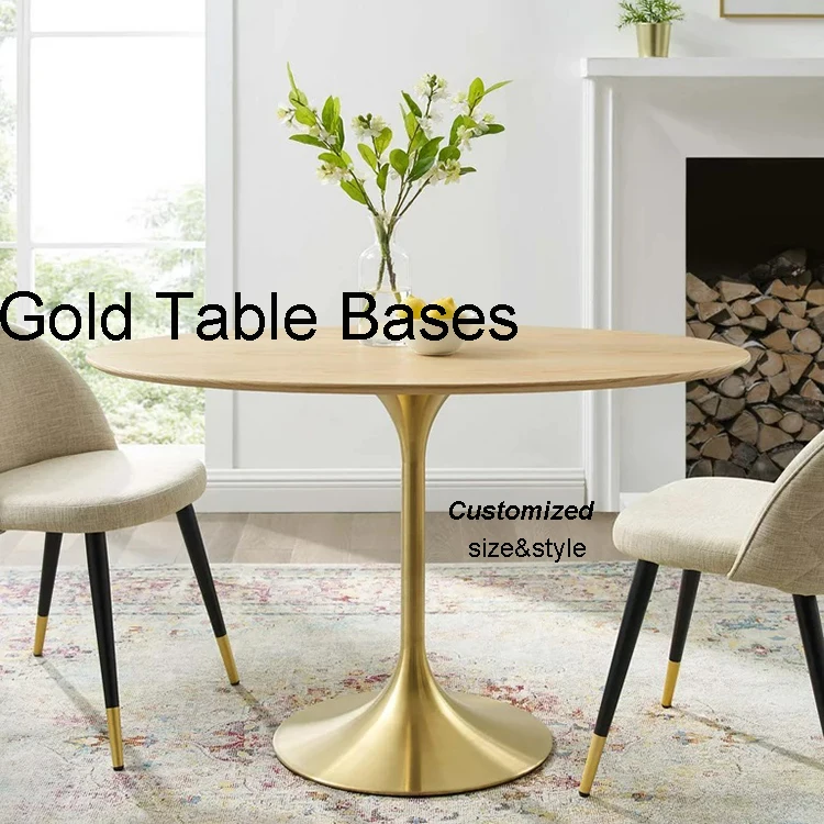 Marble Dining Table Gold Base Sturdy Floor Black Golden Assembly Decoration  Cylindrical Bar Coffee Table Round Golden Legs