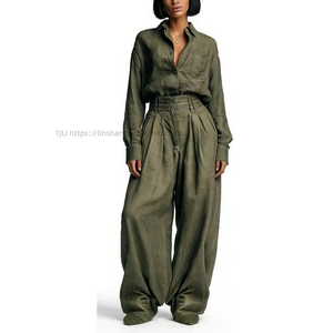 Women's Oversized Shirt & Balloon <b>Pants</b> 2 Piece Set - Casual Summer Co-ord Outfit Fashion - Product Image 1