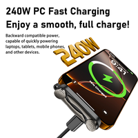 360 °   Support de téléphone pliable avec charge rapide PD 240W, dongle Type-C, transfert de données 40 Gbps, adaptateur vidéo 8K pour ordinateur portable et téléphone