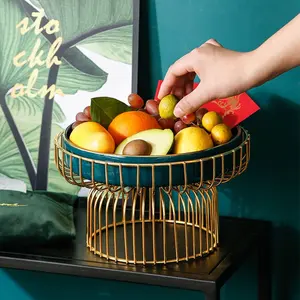 Assiette de fruits à cadre en fer Simple, assiette en céramique de bonbons, collations de table basse du salon, collations et gâteaux d'hôtel