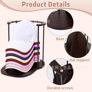 Wooden Baseball Cap Storage Rack Metal <b>Hat</b> Organizer <b>Standing</b> Display Holder For Clothing Desktop Organizer - Product Image 4